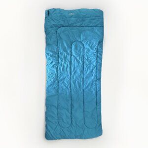 LL Bean Sleeping Bag Blue Green 40 Degree Camping Travel Outdoor Nature w/ Bag